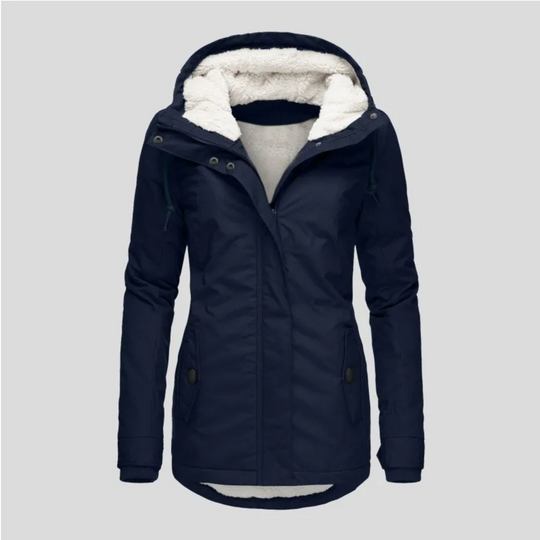 Moda Lange Winterjas Dames - Met Capuchon, Fleece Voering, Warme Jas