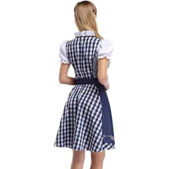Lindare - Dirndl Dames Oktoberfest Jurk met Ruches en Striksluiting