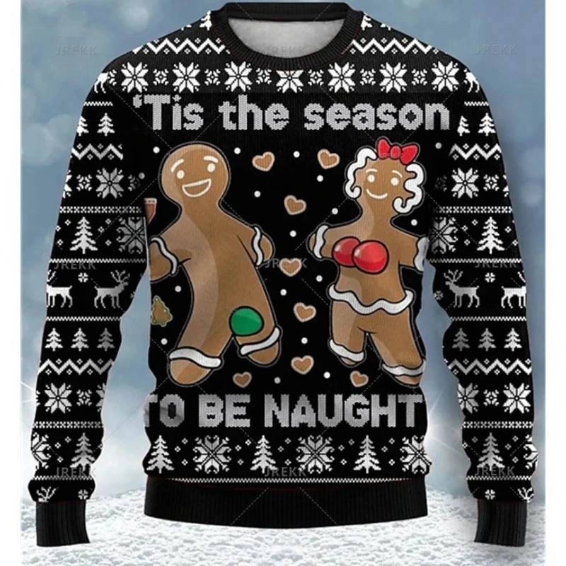 Warmlux - Kersttrui - Grappig Gingerbread "Tis the Season to Be Naughty" Ontwerp