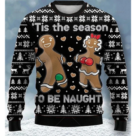Warmlux - Kersttrui - Grappig Gingerbread "Tis the Season to Be Naughty" Ontwerp