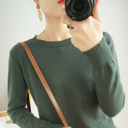 Moda Cashmere Trui Dames – Klassieke Ronde Hals, Zacht & Ademend