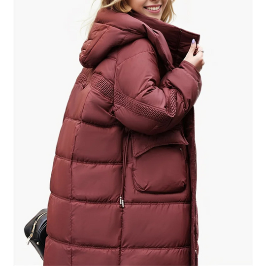 Moda Lange Winterjas Dames - Warme Jas Met Hoge Kraag En Grote Zakken