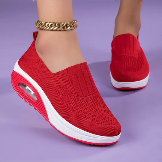 MODA zwart grijs rood ademende dames instappers