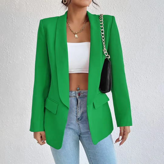 Feliora - Dames Open-Front Blazer, Lange Mouw, Getailleerde Pasvorm, Casual Chic