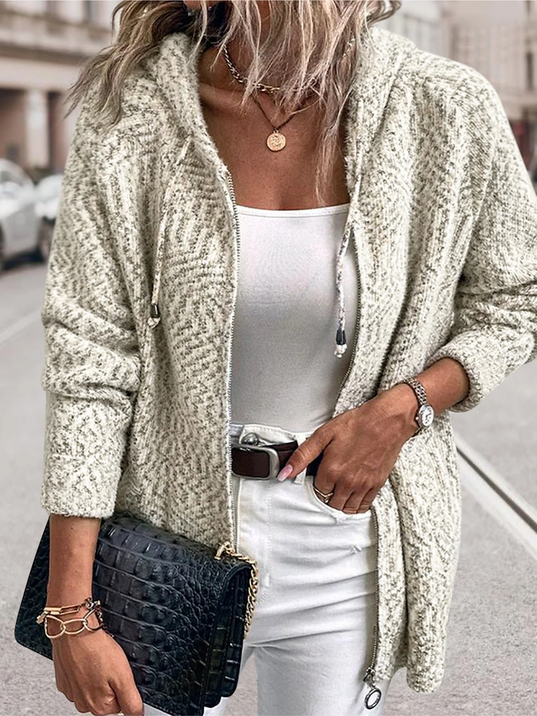 Moda Lange Vesten Dames - Vest met Rits en Verstelbare Capuchon