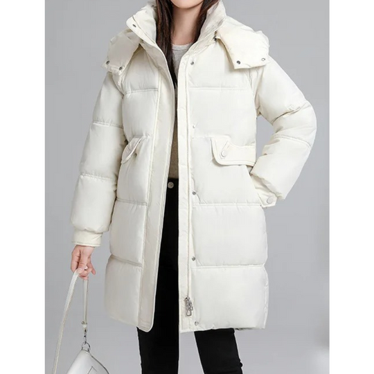 Zantora - Gewatteerde Jas Dames, Lang Puffer Model met Capuchon, Rits en Zakken
