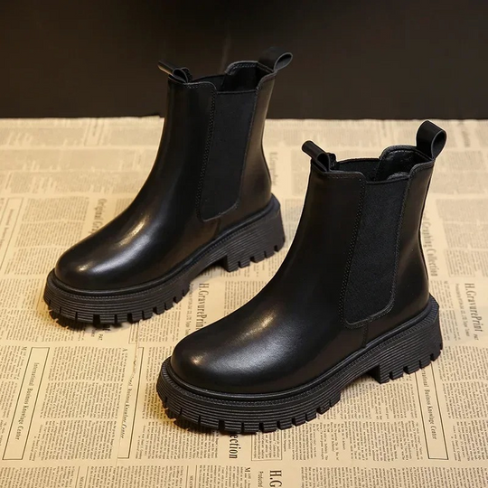 Solatia - Dames Chelsea Boots van Leer met Elastische Zijkanten