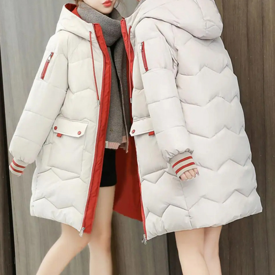 Moda Lange Winterjas Dames - Gewatteerd Met Capuchon En Praktische Zakken