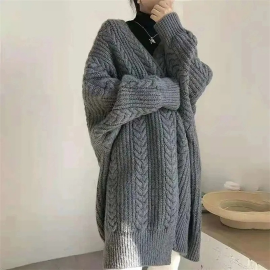 Moda Lange Vesten Dames - Grof Kabel Gebreid Vest, Open Voorkant