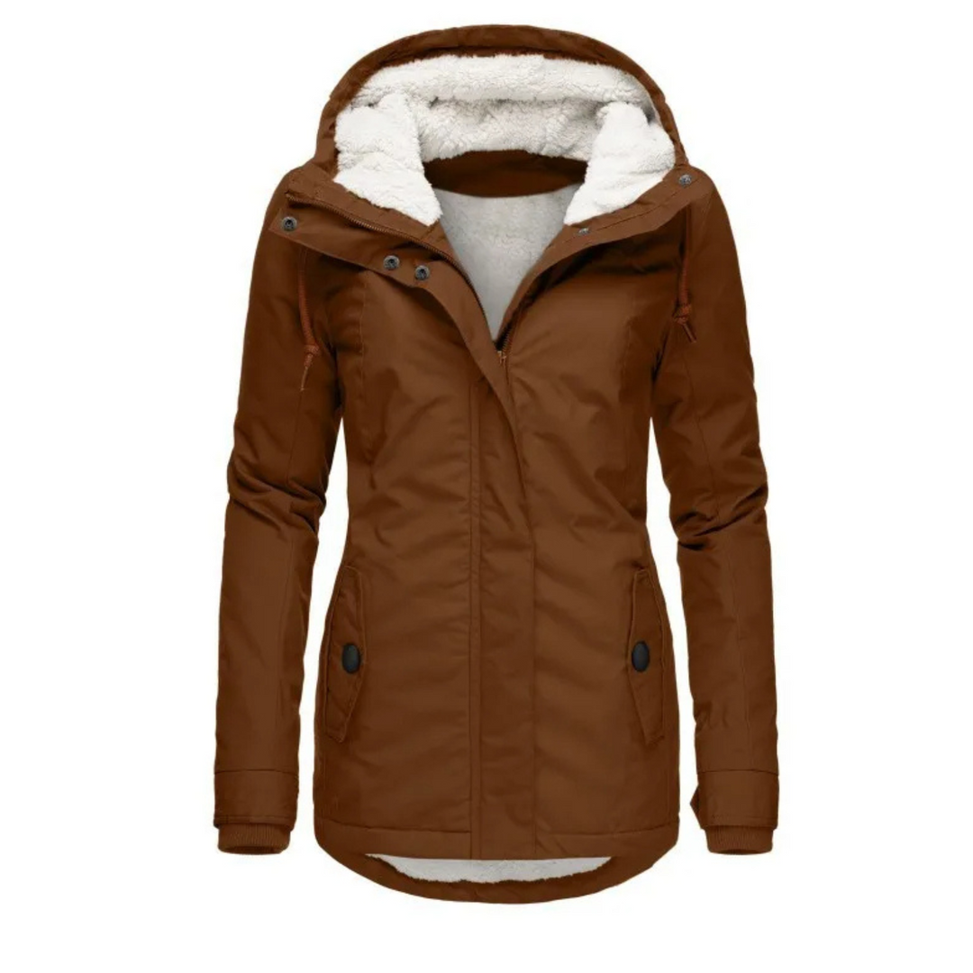 Moda Lange Winterjas Dames - Met Capuchon, Fleece Voering, Warme Jas