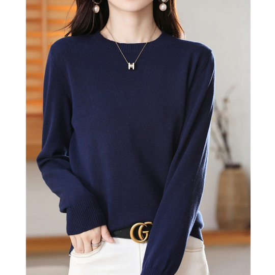Moda Cashmere Trui Dames – Klassieke Ronde Hals, Zacht & Ademend