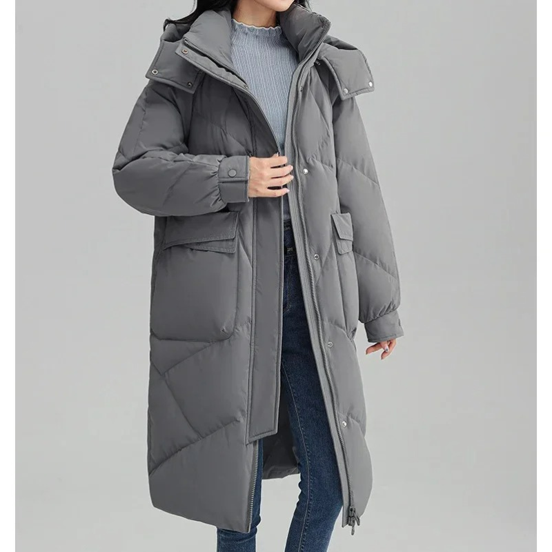 Moda Puffer Jas Dames - Lang, Met Capuchon, Gewatteerde Winterjas