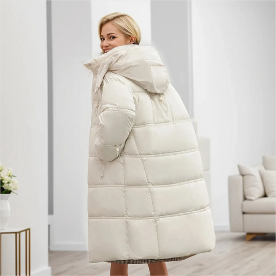 Moda Puffer Jas Dames - Lange Gewatteerde Winterjas met Verstelbare Capuchon