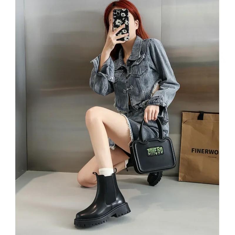 Solatia - Dames Chelsea Boots van Leer met Elastische Zijkanten