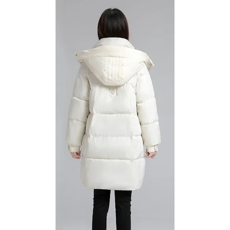 Zantora - Gewatteerde Jas Dames, Lang Puffer Model met Capuchon, Rits en Zakken
