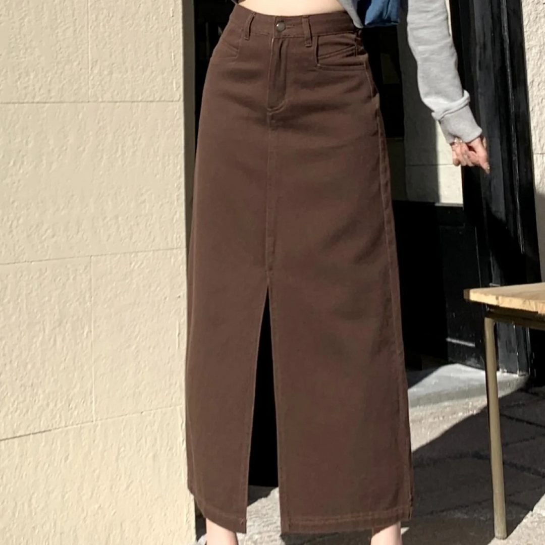 MODA Loose Fit Witte Lange Spijkerrok