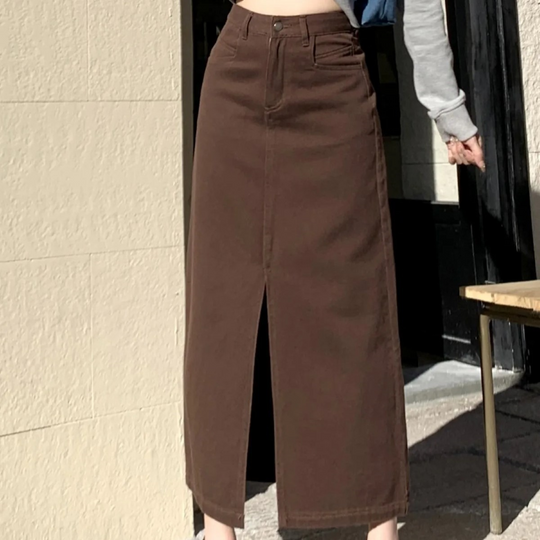 MODA Loose Fit Witte Lange Spijkerrok