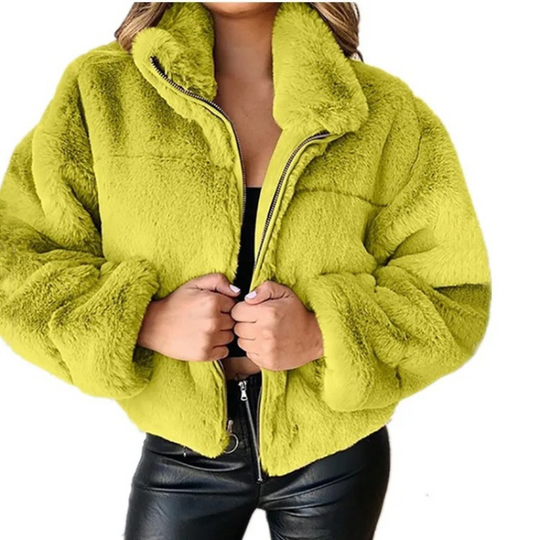Morvell - Modieuze Teddy Jas Dames - Korte Winterjas met Rits en Kraag