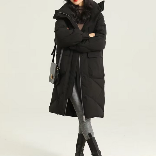 Moda Puffer Jas Dames - Lang, Met Capuchon, Gewatteerde Winterjas