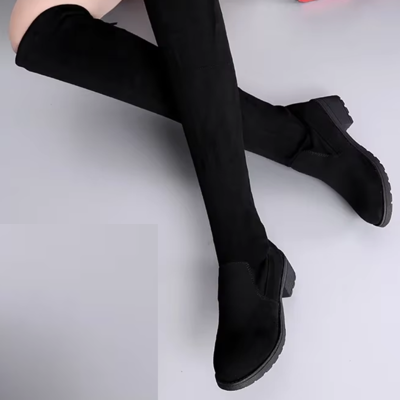 Moda Overknee Laarzen - Dameslaarzen, Comfortabele Stretch Stof, Trendy Look