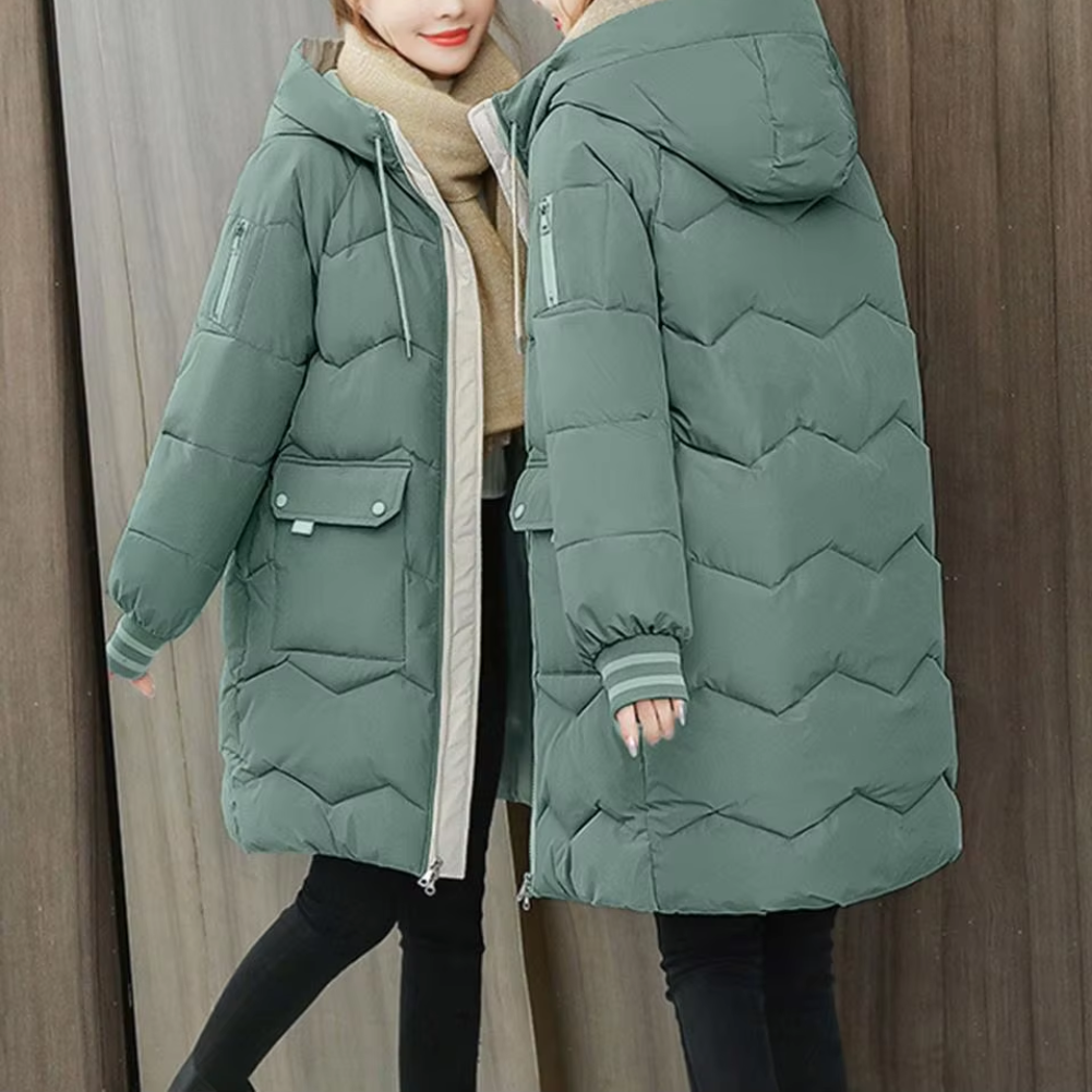Moda Lange Winterjas Dames - Gewatteerd Met Capuchon En Praktische Zakken