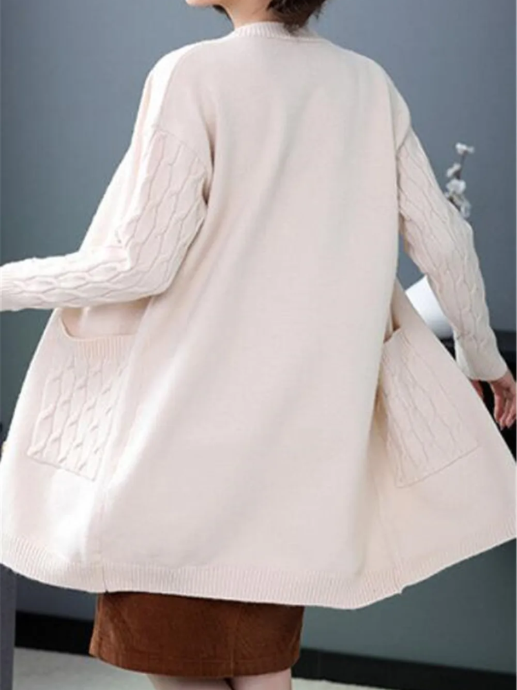 Moda Gebreid Vest Dames Met Knoopsluiting En Lang Model