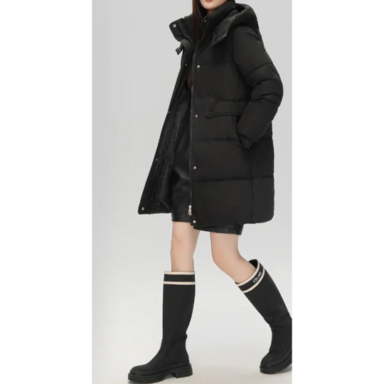 Zantora - Gewatteerde Jas Dames, Lang Puffer Model met Capuchon, Rits en Zakken