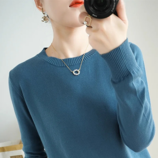 Moda Cashmere Trui Dames – Klassieke Ronde Hals, Zacht & Ademend