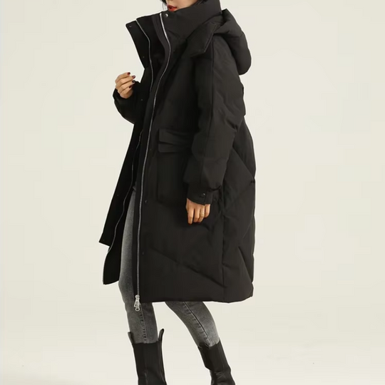 Moda Puffer Jas Dames - Lang, Met Capuchon, Gewatteerde Winterjas