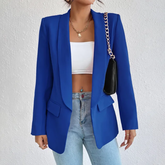 Feliora - Dames Open-Front Blazer, Lange Mouw, Getailleerde Pasvorm, Casual Chic