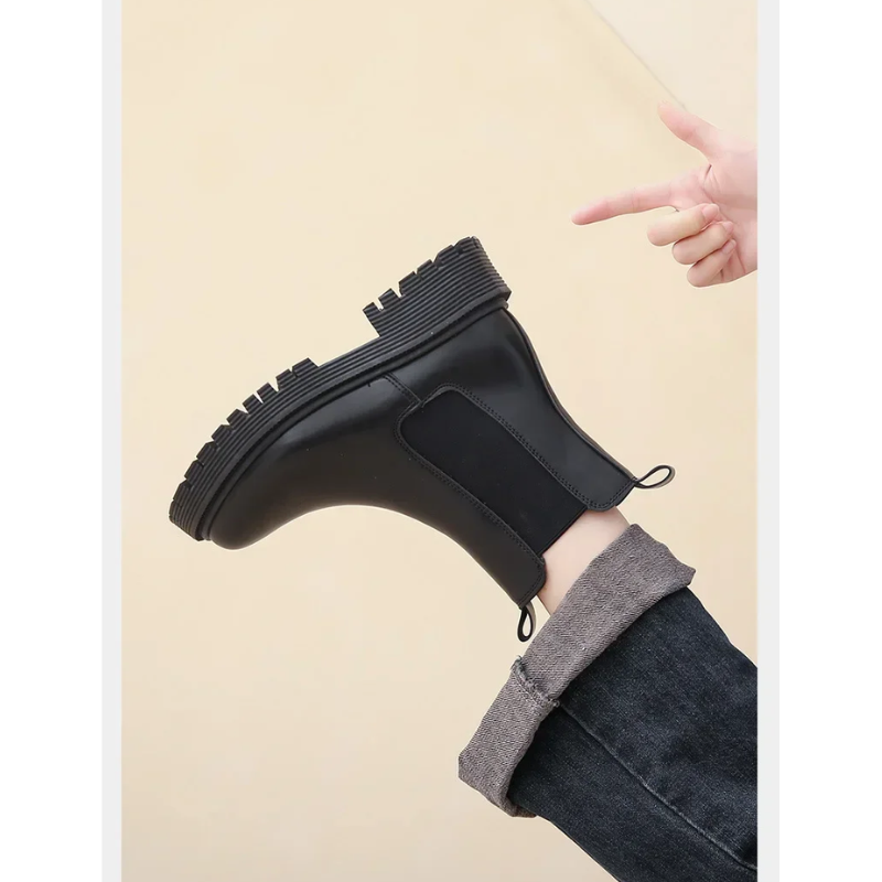 Solatia - Dames Chelsea Boots van Leer met Elastische Zijkanten