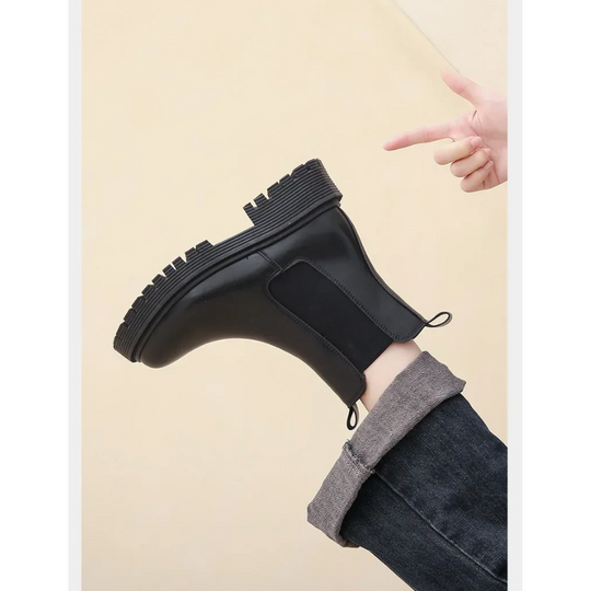Solatia - Dames Chelsea Boots van Leer met Elastische Zijkanten
