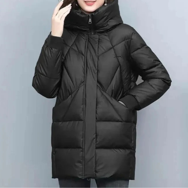 Luxevee - Donsjas Dames, Lange Gewatteerde Winterjas met Capuchon