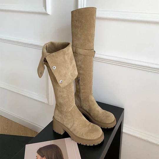 Moda Hoge Laarzen – Dameslaarzen met Gesp en Decoratieve Knopen