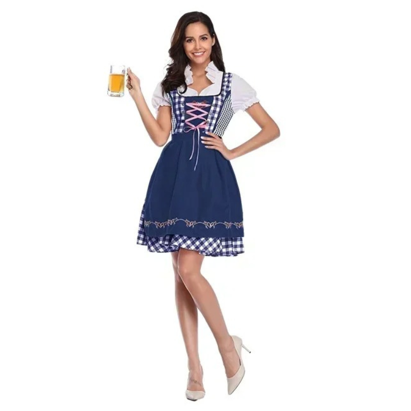 Lindare - Dirndl Dames Oktoberfest Jurk met Ruches en Striksluiting