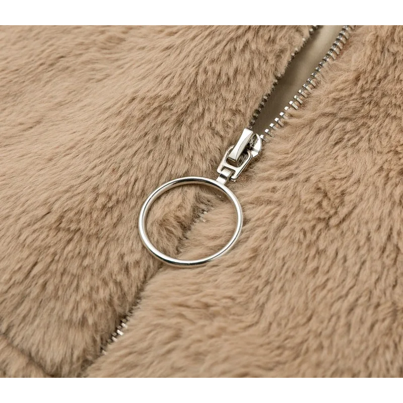 Morvell - Modieuze Teddy Jas Dames - Korte Winterjas met Rits en Kraag
