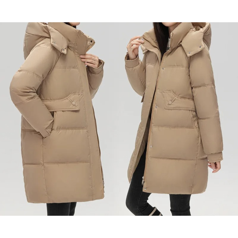 Zantora - Gewatteerde Jas Dames, Lang Puffer Model met Capuchon, Rits en Zakken