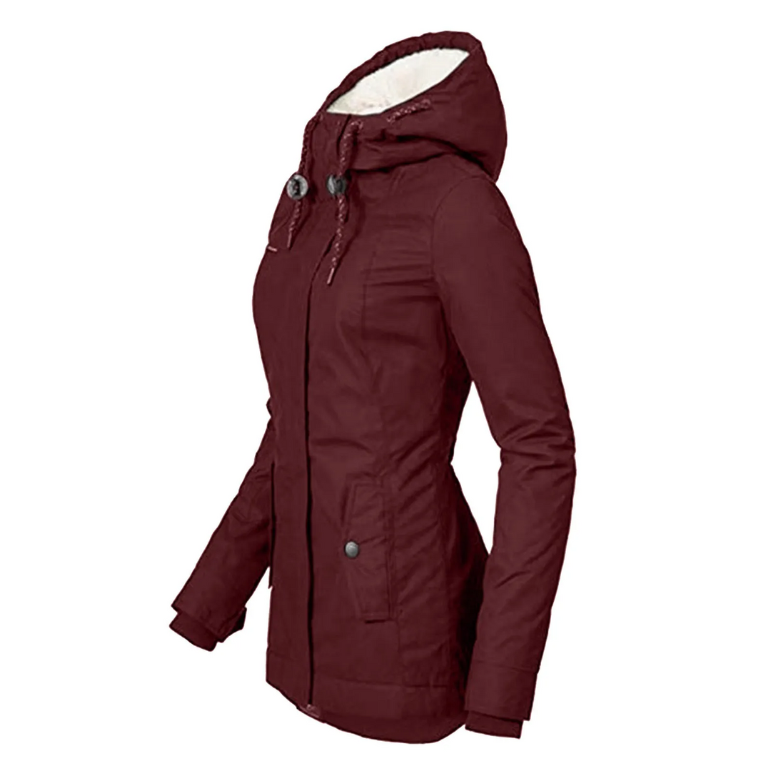 Moda Lange Winterjas Dames - Met Capuchon, Fleece Voering, Warme Jas