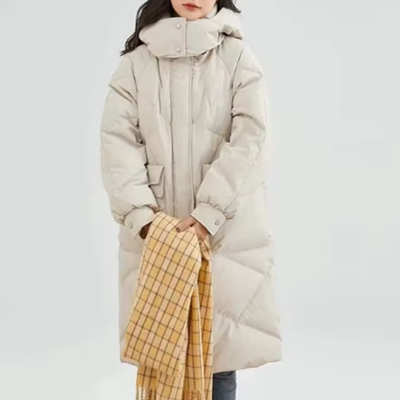 Moda Puffer Jas Dames - Lang, Met Capuchon, Gewatteerde Winterjas
