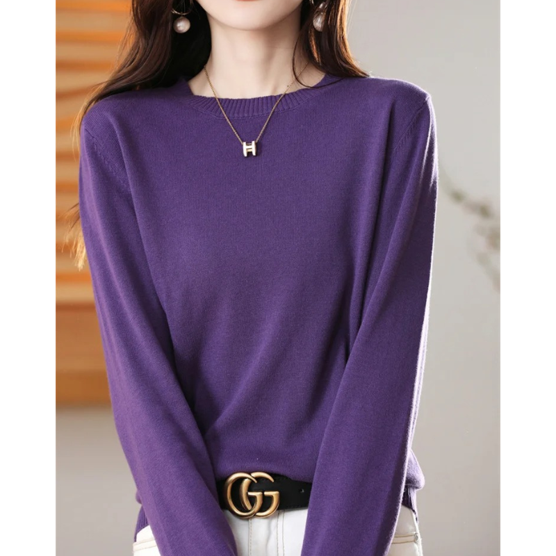 Moda Cashmere Trui Dames – Klassieke Ronde Hals, Zacht & Ademend