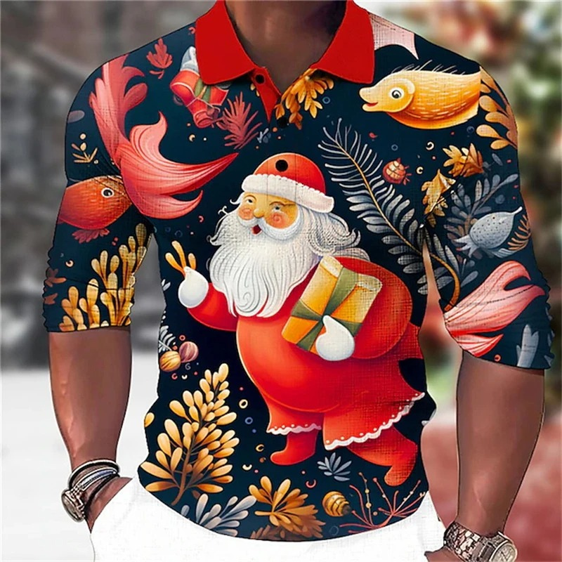 Kerstix - Kersttrui met Kerstman, Sterren en Maan Design – Feestelijke Lange Mouwen Trui