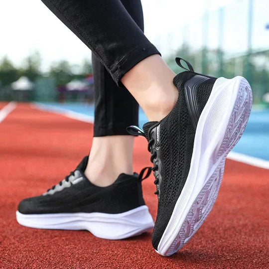 Zwarte sportschoenen met plateau voor dames