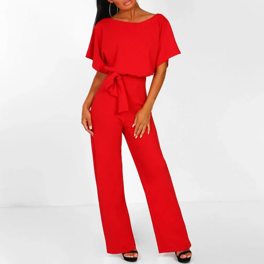 Rode jumpsuit met hoge taille broek voor dames