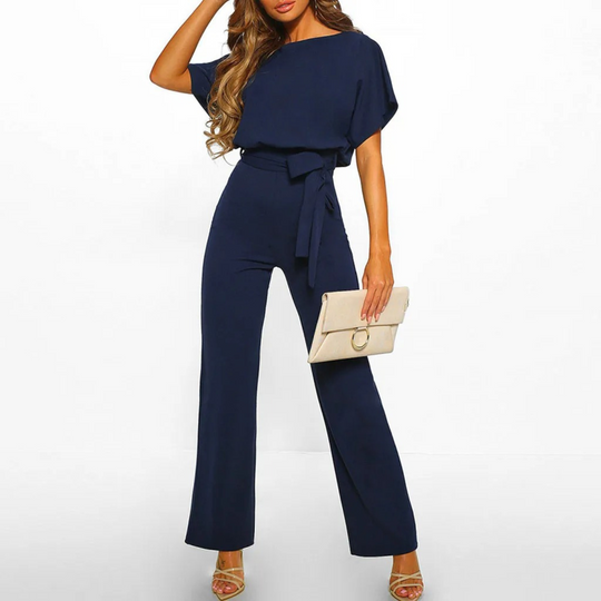Donkerblauwe jumpsuit met hoge taille broek voor dames