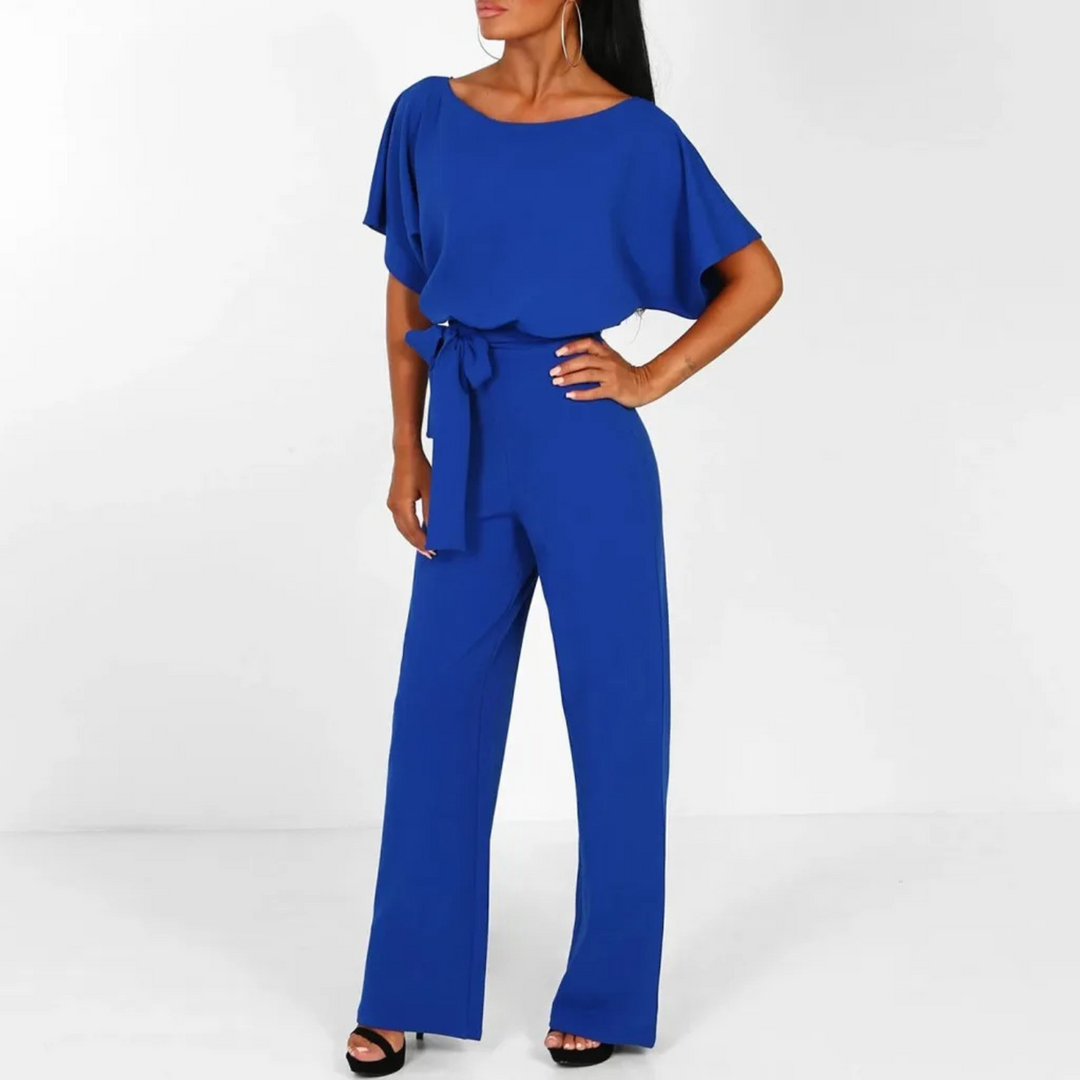 Blauwe jumpsuit met hoge taille broek voor dames