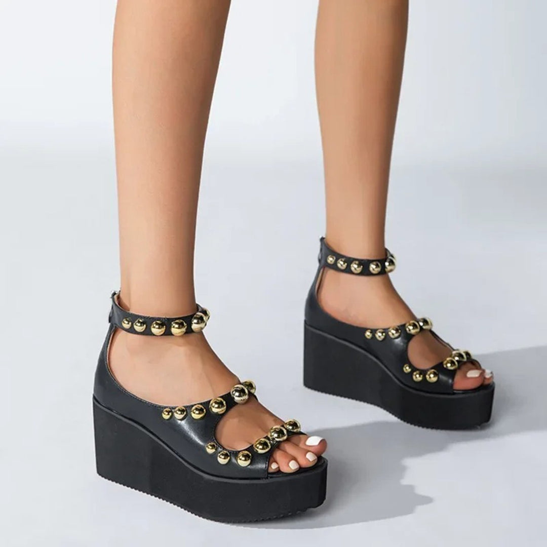 MODA gouden geplooide dikke zool dames sandalen
