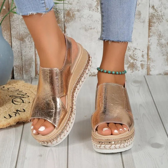 MODA gouden geplooide dikke zool dames sandalen