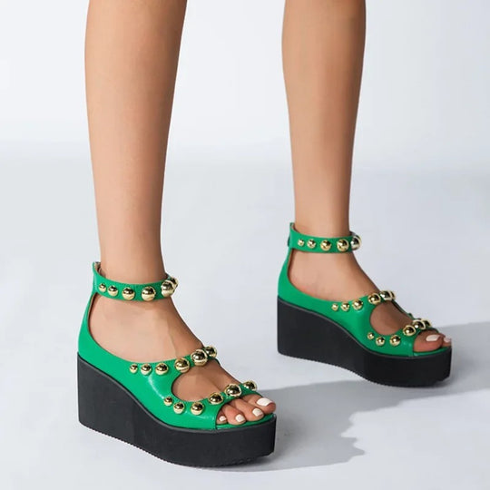MODA gouden geplooide dikke zool dames sandalen