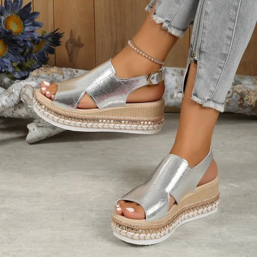 MODA gouden geplooide dikke zool dames sandalen