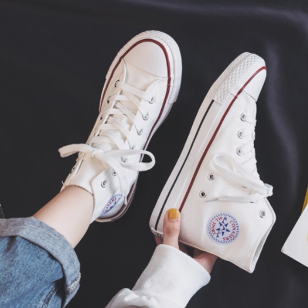 MODA Witte Winddichte Dames Hoge Sneakers met Ronde Teen